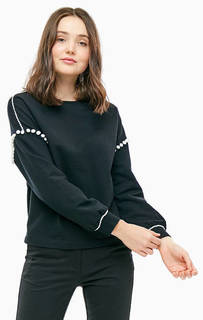 Черный хлопковый свитшот с декоративными нашивками Pennyblack