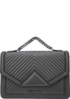 Серая стеганая сумка из натуральной кожи Karl Lagerfeld