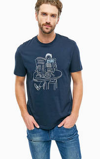 Синяя хлопковая футболка с короткими рукавами Armani Exchange