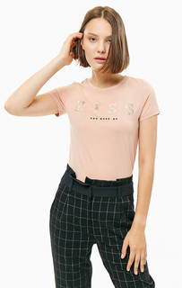 Хлопковая футболка с короткими рукавами Only