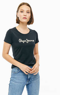 Хлопковая футболка с декоративной отделкой Pepe Jeans
