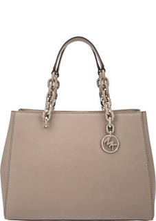 Бежевая кожаная сумка с двумя отделами Cynthia Michael Michael Kors