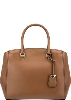 Вместительная кожаная сумка с короткими ручками Benning Michael Michael Kors