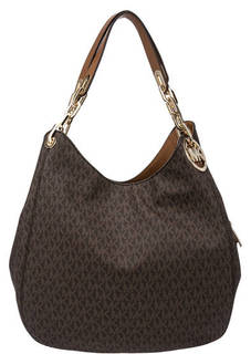 Коричневая сумка с монограммой бренда Fulton Michael Michael Kors