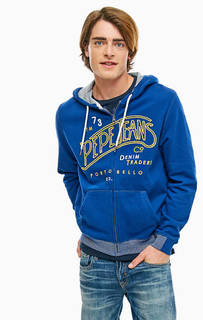 Хлопковая толстовка на молнии с вышивкой Pepe Jeans