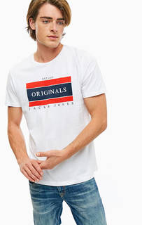 Белая хлопковая футболка с круглым вырезом Jack & Jones