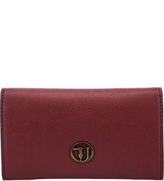 Кошелек бордового цвета с двумя отделами для купюр Trussardi Jeans