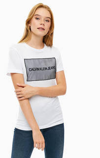 Белая хлопковая футболка с короткими рукавами Calvin Klein Jeans