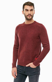 Бордовый шерстяной свитер с круглым вырезом Calvin Klein Jeans