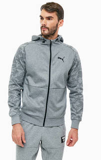 Серая хлопковая толстовка на молнии Puma