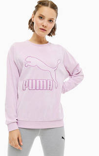 Розовый бархатный свитшот оверсайз Puma