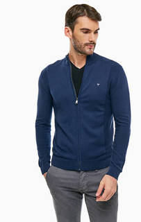 Синий хлопковый кардиган на молнии Guess