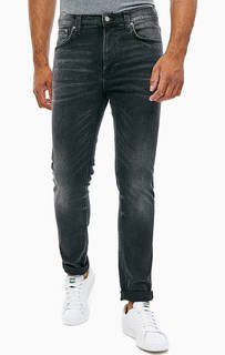 Серые зауженные джинсы с заломами Lean Dean Nudie Jeans
