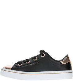 Черные кожаные кеды на шнуровке Skechers