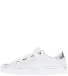 Белые кожаные кеды на шнуровке Skechers