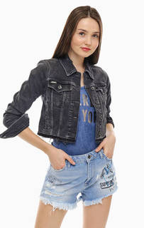 Короткая серая джинсовая куртка с необработанным краем Superdry