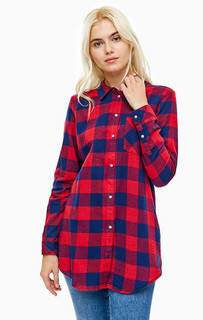 Хлопковая туника-рубашка в клетку Only