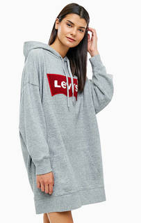 Серое хлопковое платье-толстовка в спортивном стиле Levis®