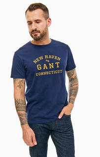 Синяя хлопковая футболка Gant