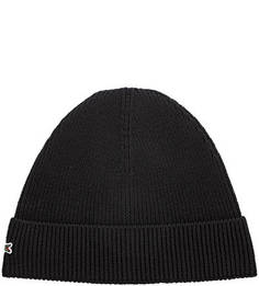 Черная шерстяная шапка Lacoste