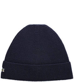Темно-синяя шерстяная шапка Lacoste