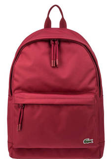 Красный текстильный рюкзак с карманами Lacoste