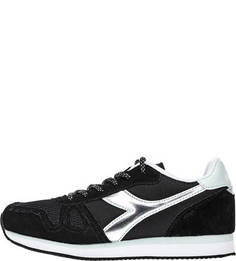 Текстильные кроссовки с серебристыми вставками Diadora