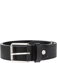 Черный кожаный ремень с тиснением Lacoste