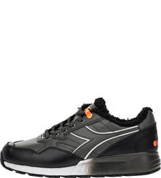 Утепленные кожаные кроссовки цвета хаки Diadora