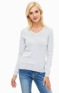 Серый хлопковый джемпер с треугольным вырезом Mustang