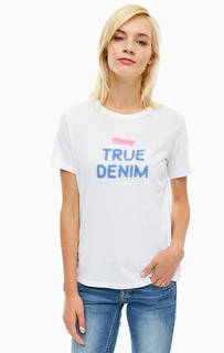 Белая хлопковая футболка с принтом Mustang