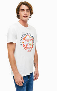 Белая хлопковая футболка с короткими рукавами Mustang