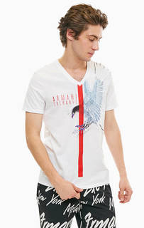 Белая футболка из хлопка с принтом Armani Exchange