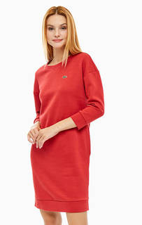 Платье-свитшот из хлопка красного цвета Lacoste