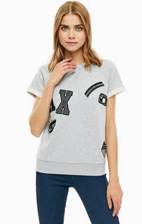 Серый хлопковый свитшот с короткими рукавами Armani Exchange