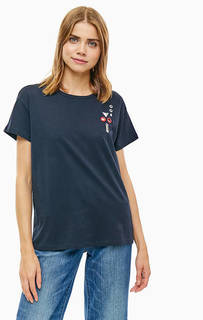 Синяя хлопковая футболка с металлической отделкой Armani Exchange