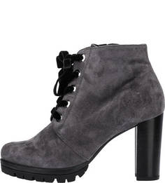 Серые замшевые ботильоны на молнии и шнуровке Högl