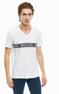 Хлопковая футболка с треугольным вырезом Armani Exchange