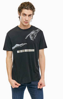 Черная хлопковая футболка с принтом Armani Exchange