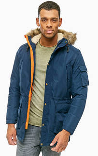 Синяя парка с карманами и капюшоном Jack & Jones
