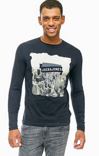 Черная футболка из хлопка с принтом Jack & Jones