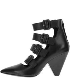 Черные кожаные ботильоны на каблуке Ash