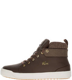 Коричневые кожаные кеды Explorateur Lacoste