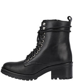 Демисезонные кожаные ботинки черного цвета Steve Madden