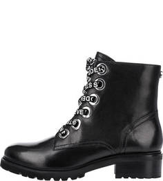 Демисезонные кожаные ботинки черного цвета Steve Madden