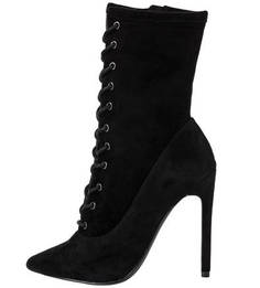 Черные замшевые полусапоги на шпильке Steve Madden