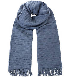 Хлопковый палантин синего цвета Eleganzza