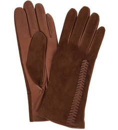 Коричневые перчатки с шерстяной подкладкой Eleganzza