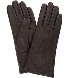Коричневые перчатки из натуральной кожи Eleganzza
