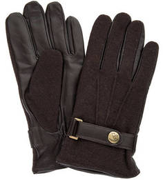 Коричневые перчатки из кашемира и натуральной кожи Eleganzza